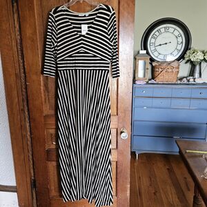 Cato NWT Black & White Geometric Print Midi Dress Women’s Large Stretch Mod